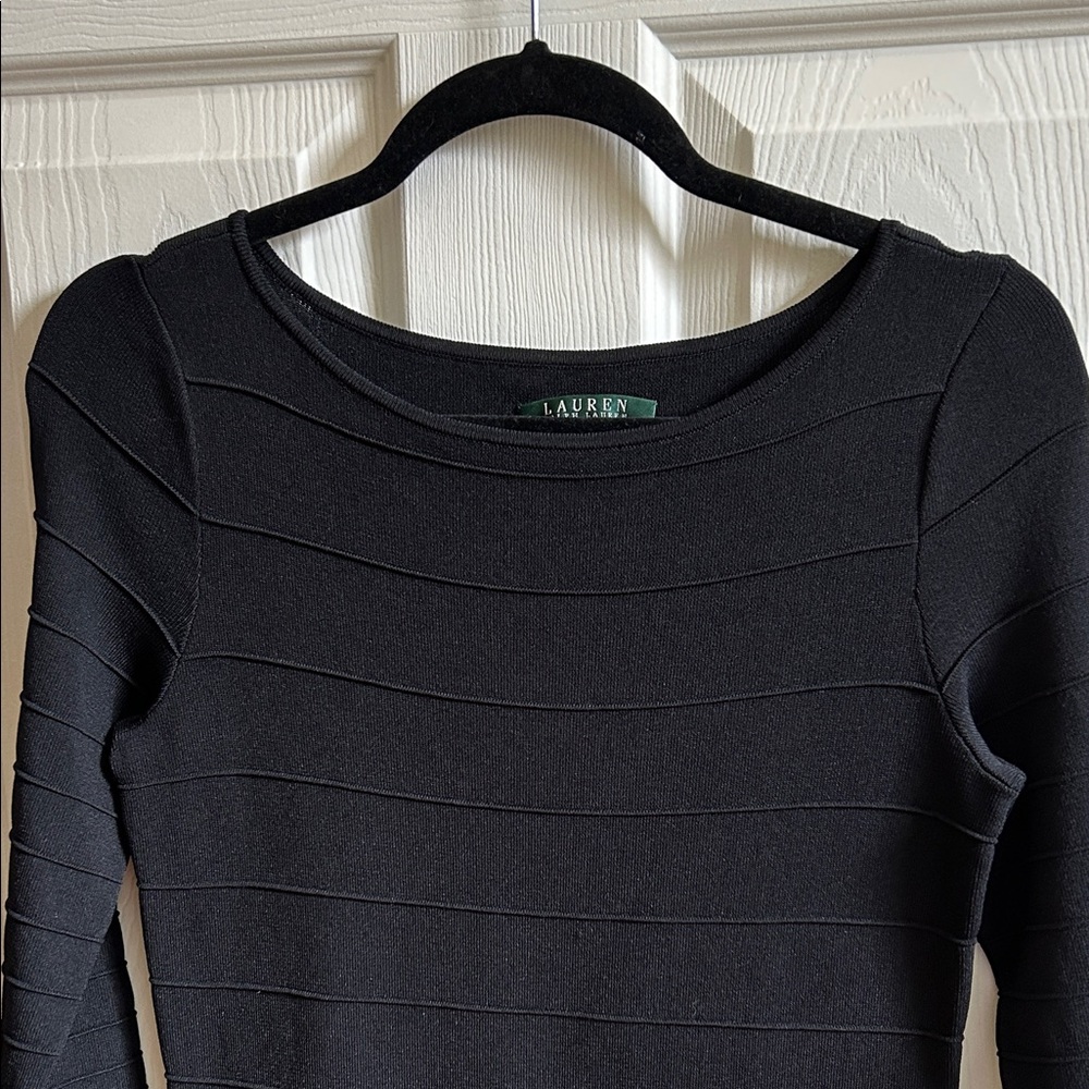 Lauren , by Ralph Lauren, Black ottoman Ribbed Dress, small/medium